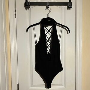 Express Black Halter Bodysuit